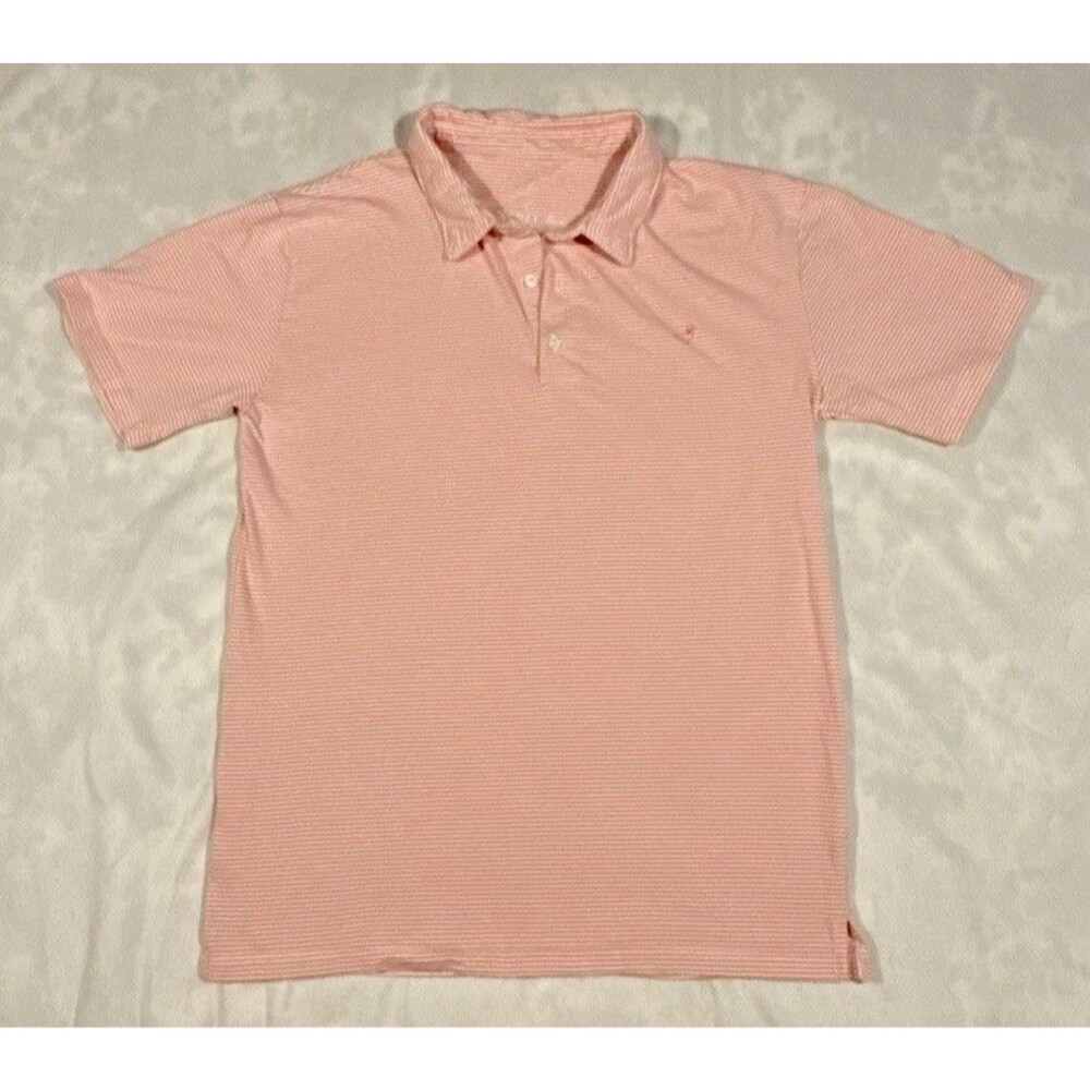 Properly Tied Men’s Polo Shirt S Pink/White Striped Stretch Embroidered Logo